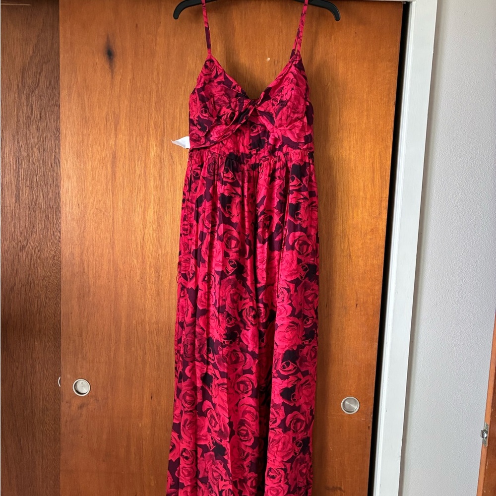 NWT Fame and Partners Red Rose Maxi Jumpsuit - Picture 8 of 12